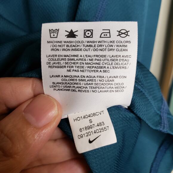 Nike| Teal Pullover Drifit Active Top with hoodie - Picture 6 of 8